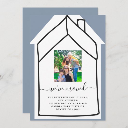Faire-part Changement moderne de photo d'adresse en mouvement (Devant / Derrière)