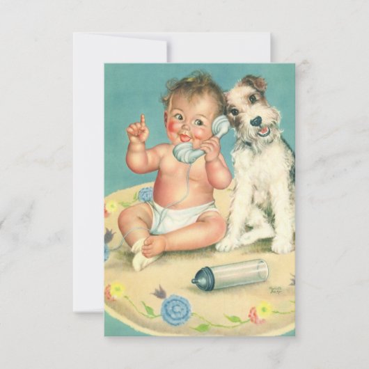 Faire-part Changer d'adresse pour le bébé mignon et le chien  (Devant)