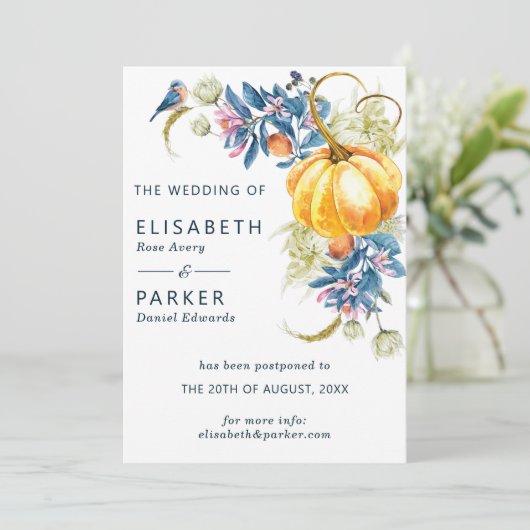 Faire-part Changer la date de mariage d'automne (Debout devant)