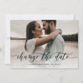 Faire-part Changer la date Photo Calligraphie moderne minimal (Devant)