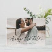 Faire-part Changer la date Photo Calligraphie moderne minimal (Debout devant)