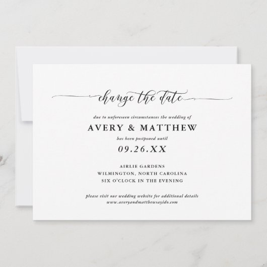 Faire-part Changer la date Photo Calligraphie moderne minimal (Dos)