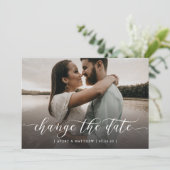 Faire-part Changer la date Photo Calligraphie moderne minimal (Debout devant)