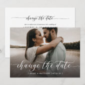 Faire-part Changer la date Photo Calligraphie moderne minimal (Devant / Derrière)