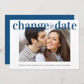 Faire-part Changer la date Photo Classique Bleu Moderne Maria (Devant / Derrière)