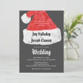 Faire-part Chapeau festif de Père Noël Mariage de Noël (Debout devant)