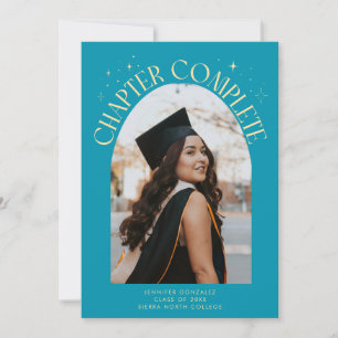 Faire-part Chapitre Terminé Cadre Photo Arch Aqua Blue Grad