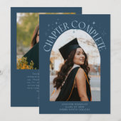 Faire-part Chapter Complete Navy Blue Arch Frame Photo Grad (Devant / Derrière)