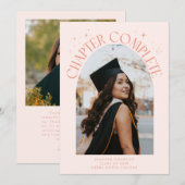 Faire-part Chapter Complete Peach Arch Frame Photo Grad (Devant / Derrière)