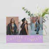 Faire-part Chapter Complete Typography Wisteria Grad Photo (Debout devant)