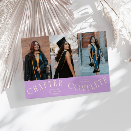 Faire-part Chapter Complete Typography Wisteria Grad Photo