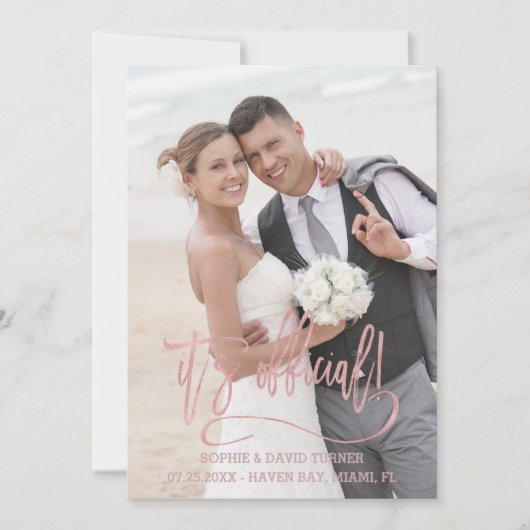 Faire-part Charm Rose Gold Calligraphie C'est le Mariage offi (Devant)