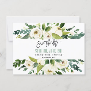 Faire-Part Charm Watercolor Blanc Cadre Floral