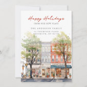 Faire-part Charme de Noël Nouvelle Adresse de la Ville (Devant)