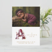 Faire-part Charming Floral A Burgundy & Glitter Newborn (Debout devant)