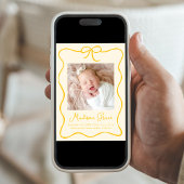 Faire-part Charming Yellow Bow Photo Naissance