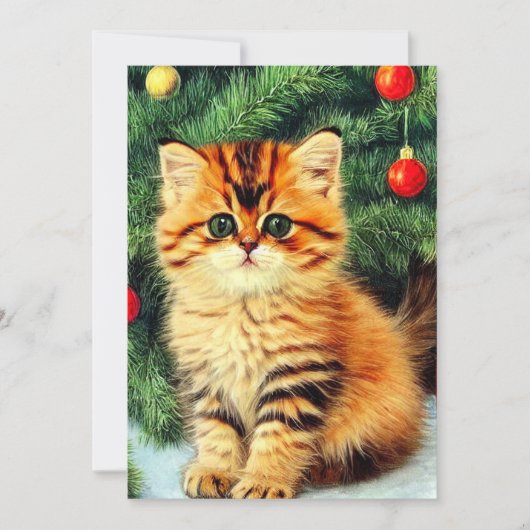 Faire-part Chat de Noël Vintage (Devant)
