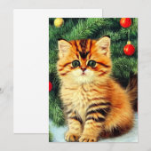 Faire-part Chat de Noël Vintage (Devant / Derrière)