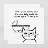 Faire-part Chat en colère et le nouveau bébé (Devant / Derrière)