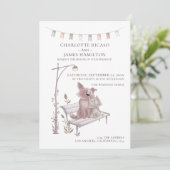 Faire-part Chat et chien sur un banc animal Mariage à thème (Debout devant)