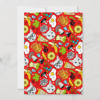 Faire-part Chat et oeuf sur le rouge