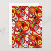 Faire-part Chat et oeuf sur le rouge (Devant / Derrière)