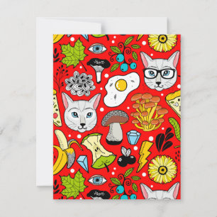 Faire-part Chat et oeuf sur le rouge