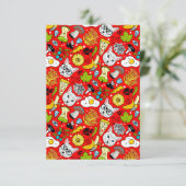 Faire-part Chat et oeuf sur le rouge (Debout devant)