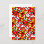 Faire-part Chat et oeuf sur le rouge (Devant / Derrière)