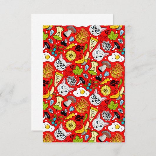 Faire-part Chat et oeuf sur le rouge (Devant / Derrière)