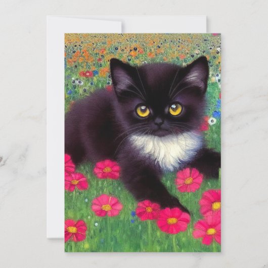 Faire-part Chat Gustav Klimt Tuxedo (Devant)
