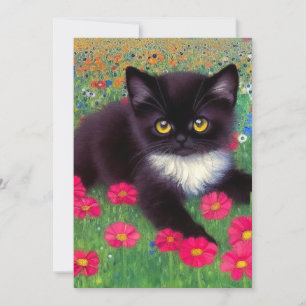 Faire-part Chat Gustav Klimt Tuxedo
