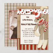 Faire-part Chausson Singe, Naissance d'un Petit Garçon (Devant / Derrière)