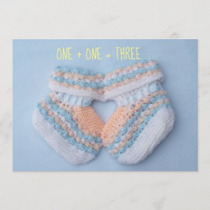 Faire-part Chaussons bébé en forme de cœur pour annonce de gr