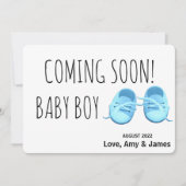 Faire-part Chaussures bébé mignonnes bientôt bleu Grossesse (Devant)