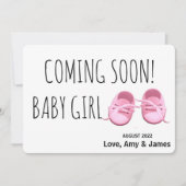 Faire-part Chaussures pour bébé mignonne bientôt rose Grosses (Devant)