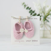 Faire-part Chaussures pour bébé rose mignonne Médias sociaux  (Debout devant)