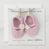 Faire-part Chaussures pour bébé rose mignonne Médias sociaux  (Devant)