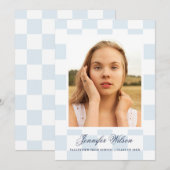 Faire-part Checkered Grad graduation announcement Blue (Devant / Derrière)