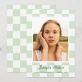 Faire-part Checkered Grad graduation announcement green (Devant / Derrière)
