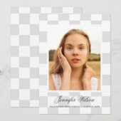 Faire-part Checkered Grad graduation announcement Grey (Devant / Derrière)