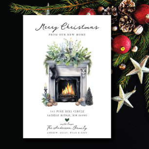 Faire-part Cheminée de coeur à feuillage persistant Déménagem