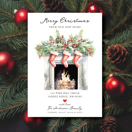 Faire-part Cheminée d'hiver confortable Déménagement