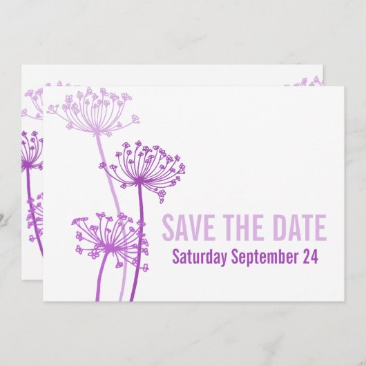 Faire-part Chervil moderne fleur graphique violet enregistrer (Devant / Derrière)