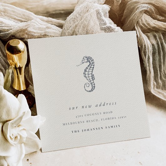 Faire-part Cheval de mer côtier Changement d'adresse Déménage