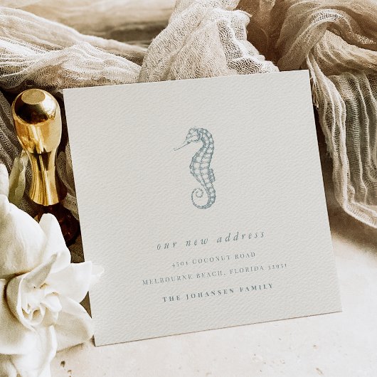 Faire-part Cheval de mer côtier Changement d'adresse Déménage