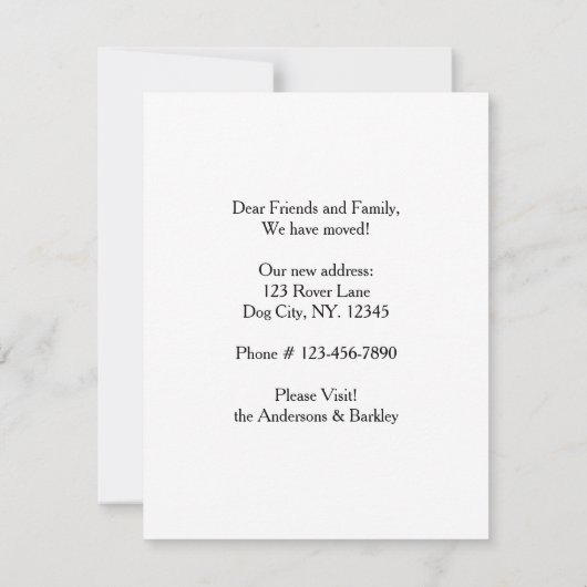 Faire-part Chez nous, le chien est-il que nous avons déplacé  (Dos)