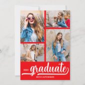 Faire-part Chic 4 Photo Red Graduation (Devant)