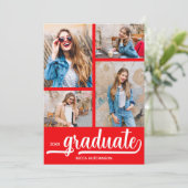 Faire-part Chic 4 Photo Rouge Remise de diplômes (Debout devant)