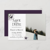 Faire-part Chic Anemone Floral Photo Enregistrer La Date (Devant / Derrière)